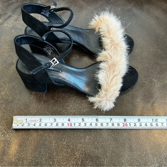 ✨4 for $60✨ Zara Black Heels with Tan Faux Fur Strap Size 36 - Picture 7 of 8